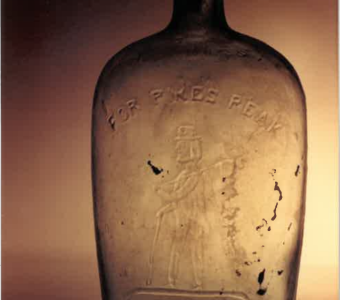 Flask with "For Pikes Peak". (Image courtesy of Fort Riley, Conservation Branch)