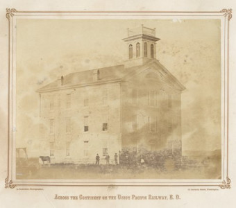 1867 photograph of Bluemont Central College (KansasMemory.org, Kansas Historical Society, Copy and Reuse Restrictions Apply)