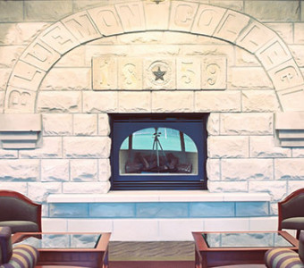 Bluemont College stones in the modern K-State Alumni Center