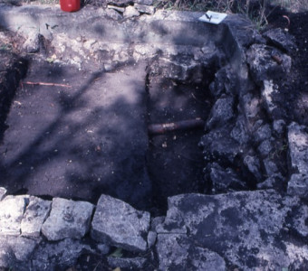Excavated portion of the Moffett-O'Neill house foundation (Fall 1990)