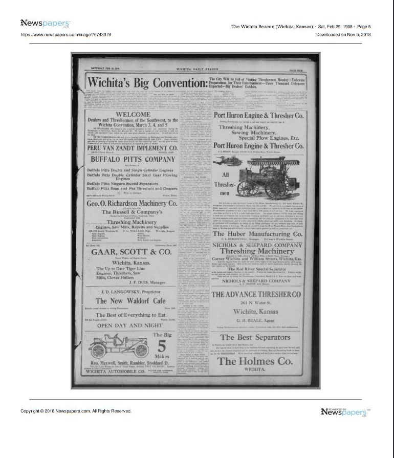 "Wichita's Big Convention" - Newspaper article in black and white