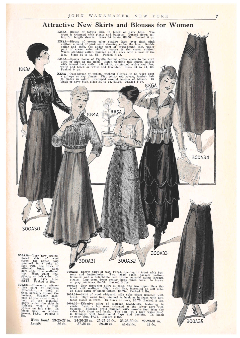 "Attractive New Skirts and Blouses for Women," John Wanamaker, 1915-1916