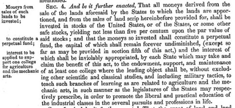 Morrill Land Grant Act of 1862, Section 4.