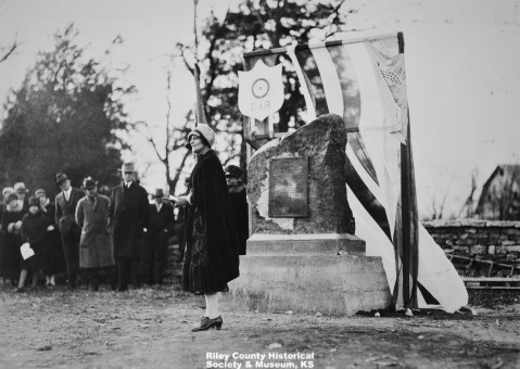 1926 Dedication of a stone marker and bronze plaque at the site of the original Bluemont College (Image courtesy of the Riley County Historical Society)