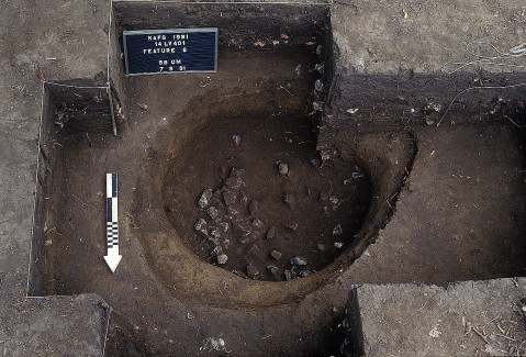 View of pit feature after it had been excavated to its base at the Quarry Creek site (summer 1991)