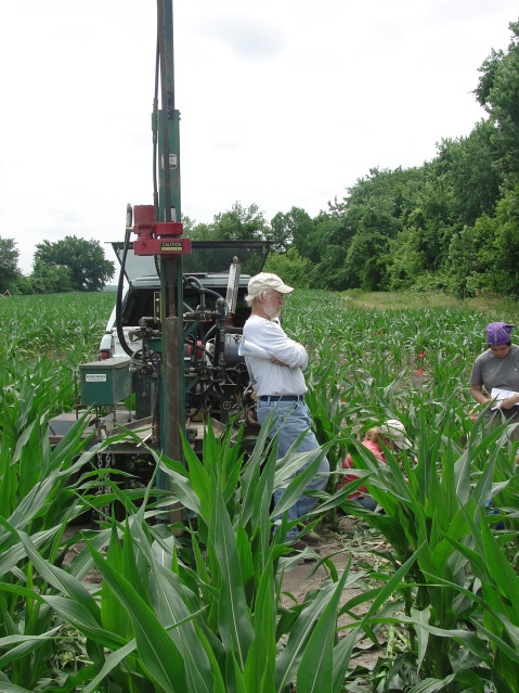 Dr. Bill Johnson with gidding machine at New-McGraw