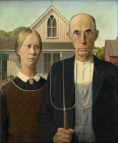 Photo of "American Gothic" painting by Grant Wood