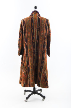 A full view of the Banyan from the rear, profiling the intricate use of varied exotic dyes.