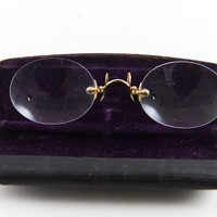 The eyeglasses on the case from the front