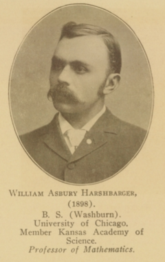 William Harshbarger, Chair of Mathematics Department at Washburn University, 1909.