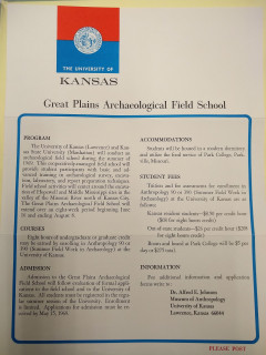 Flyer announcing the 1969 Great Plains Archaeological Field School