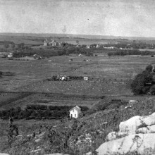 View of Kansas State Agricultural College from Blue Mont Hill in 1890.